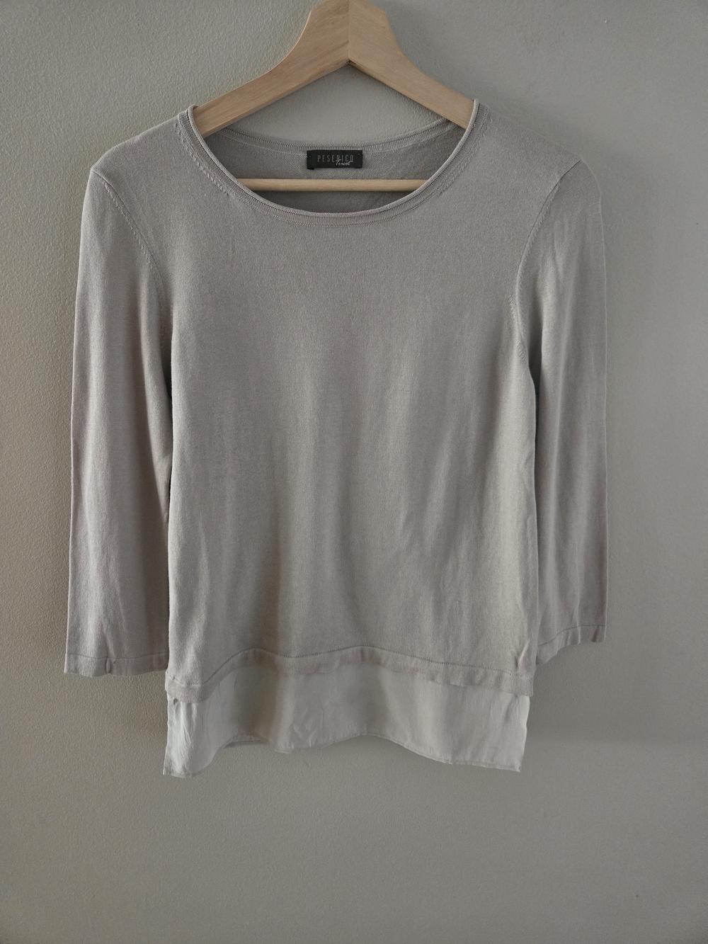 Peserico Bi-material Knit Sweater Cotton Silk Size 42 (US 6) Flaw-see last photo